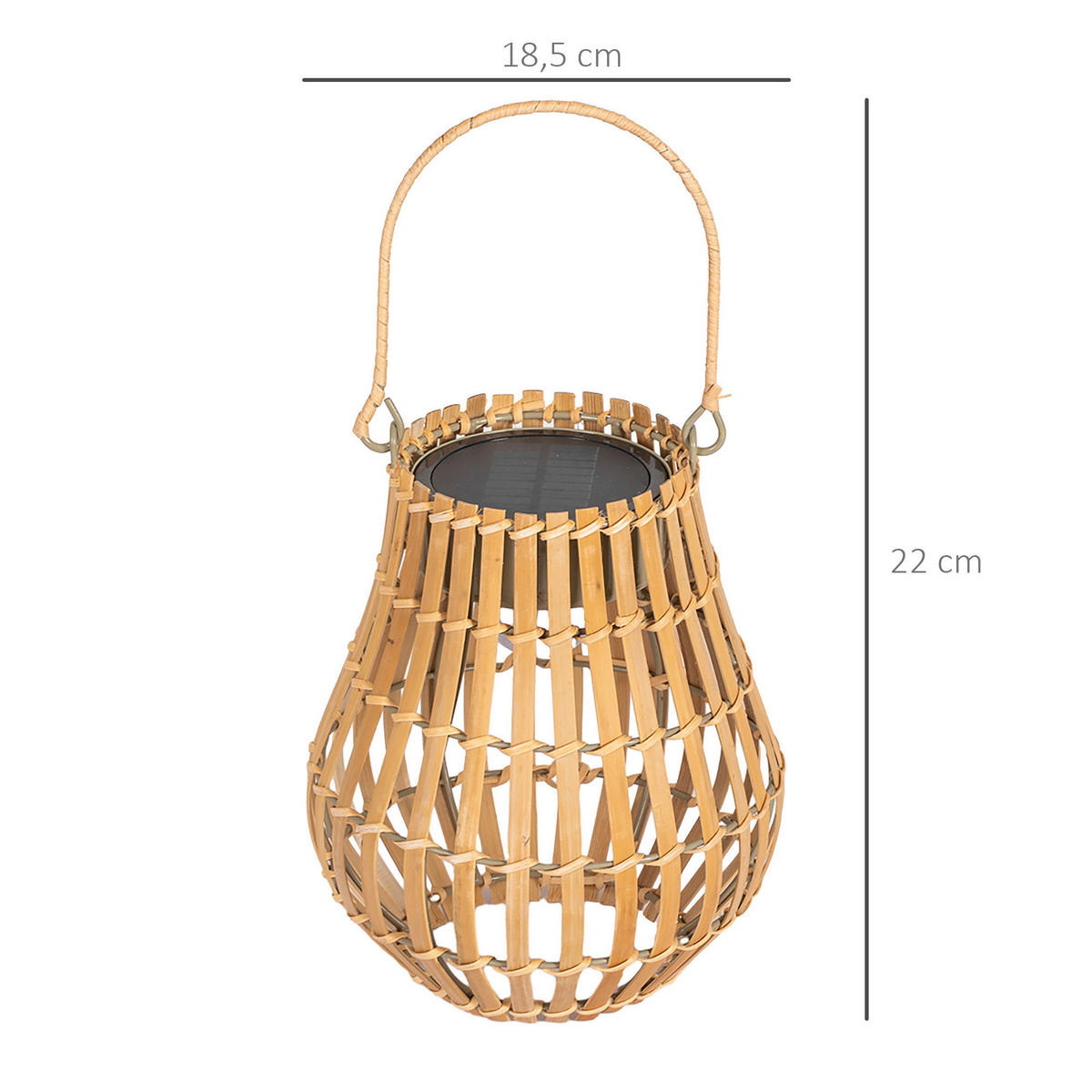 Gartenleuchte natur Bambus Edelstahl Polypropylen B/H/L: ca. 18,5x18,5x22 cm Gartenleuchte - natur (22,00/18,50/18,50cm) - Outsunny