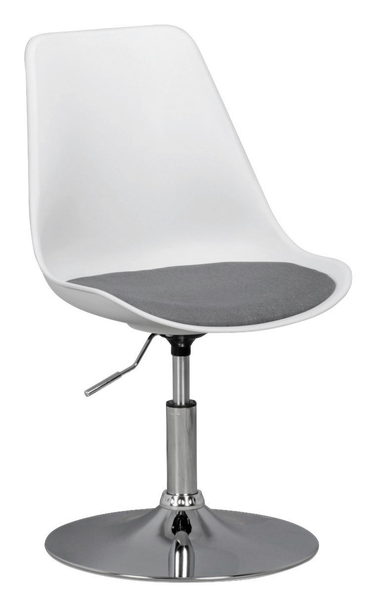 Drehstuhl weiß grau Chrom Kunststoff Stoff Metall Drehsessel - weiß/Chrom (46,00/88,00/46,00cm) - Amstyle