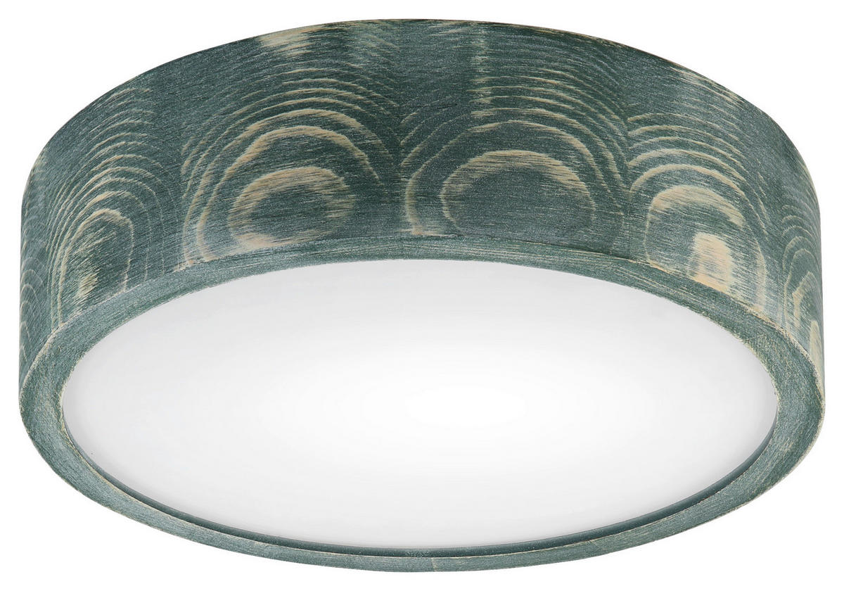 Lamkur Deckenleuchte grün hellbraun Holz Glas B/H/L: ca. 28x28x10 cm 1 Brennstellen Eveline - hellbraun/grün (10,00/28,00/28,00cm) - Lamkur