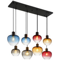 GLOBO Pendelleuchte TOY 30140817 bunt schwarz Metall Glas B/H/L: ca. 110x120x42 cm E27 8 Brennstellen TOY - bunt/schwarz (42,00/110,00/120,00cm) - GLOBO