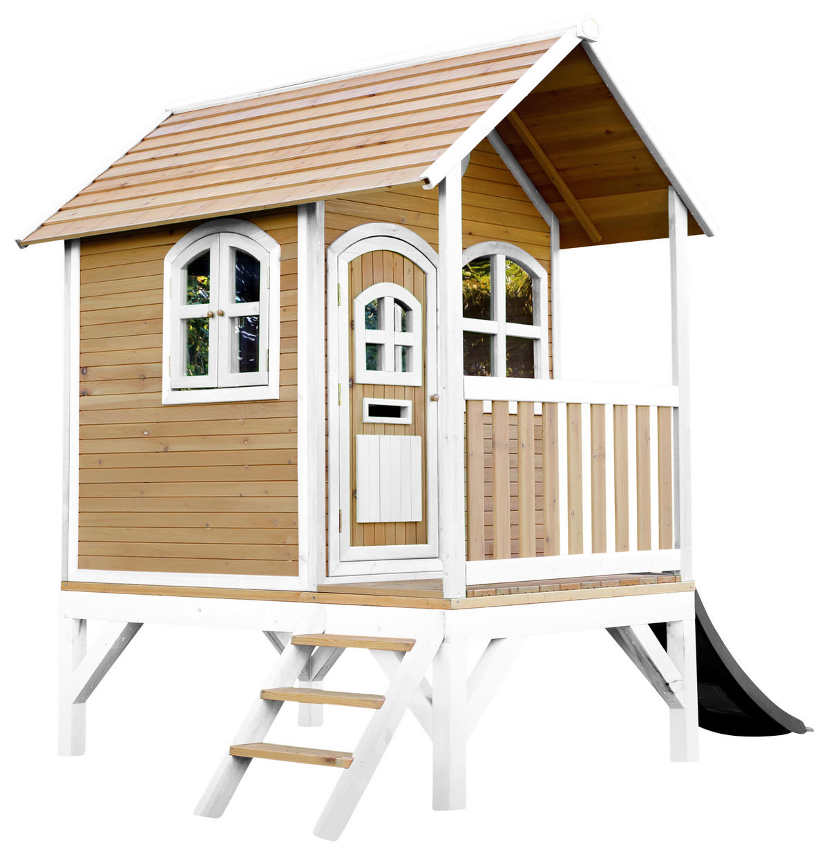 AXI Spielhaus Tom braun B/H/L: ca. 287x231x191 cm Tom - braun/weiß (191,00/287,00/231,00cm) - AXI