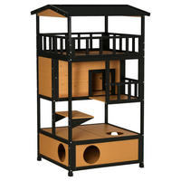 PawHut Katzenhaus schwarz Holz B/H/L: ca. 75x137x75,5 cm Katzenhaus - gelb/schwarz (75,50/75,00/137,00cm) - PawHut