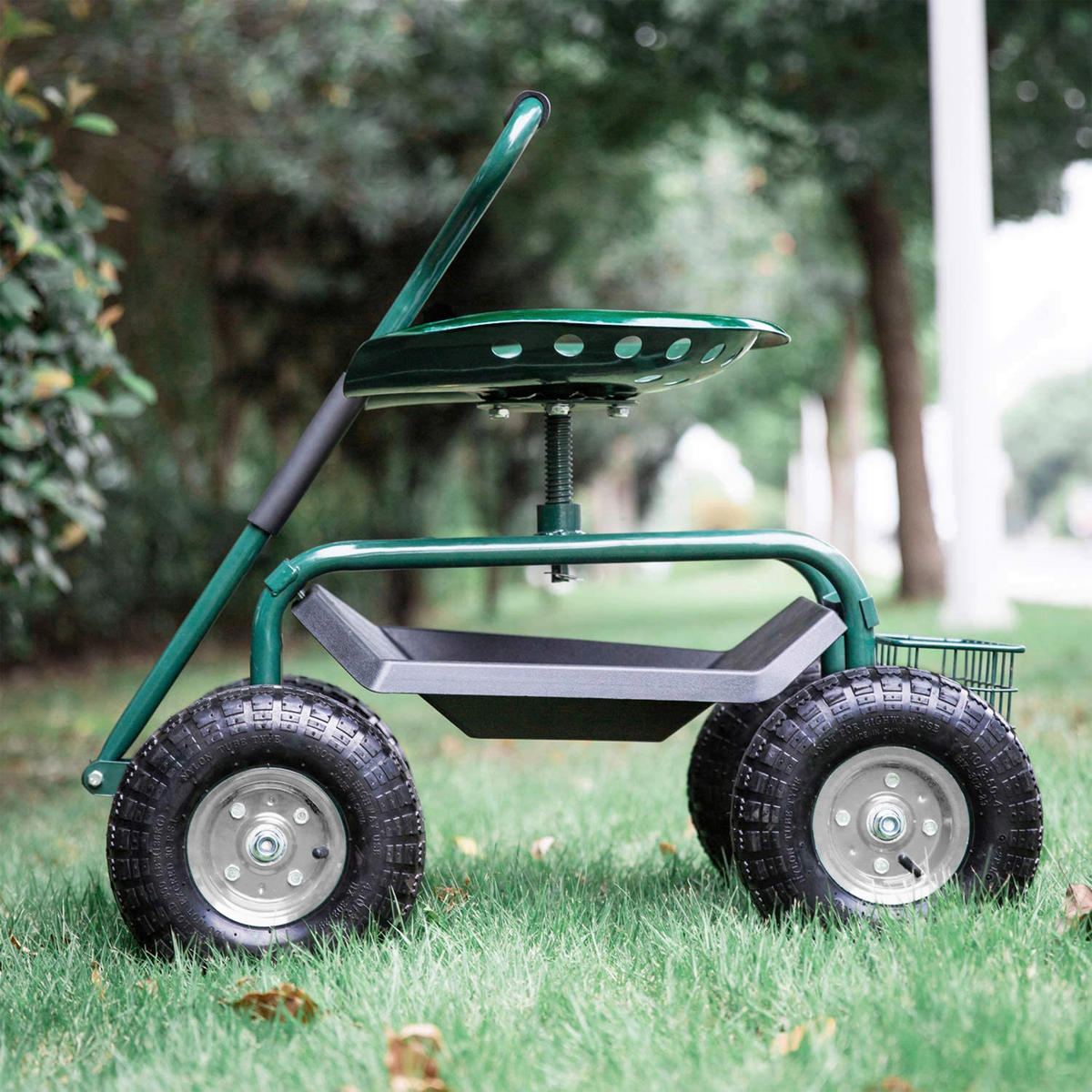 AXI Fahrbarer Gartensitz AG22 grün Metall B/H/T: ca. 53x98x112 cm AG22 - grün (53,00/98,00/112,00cm) - AXI