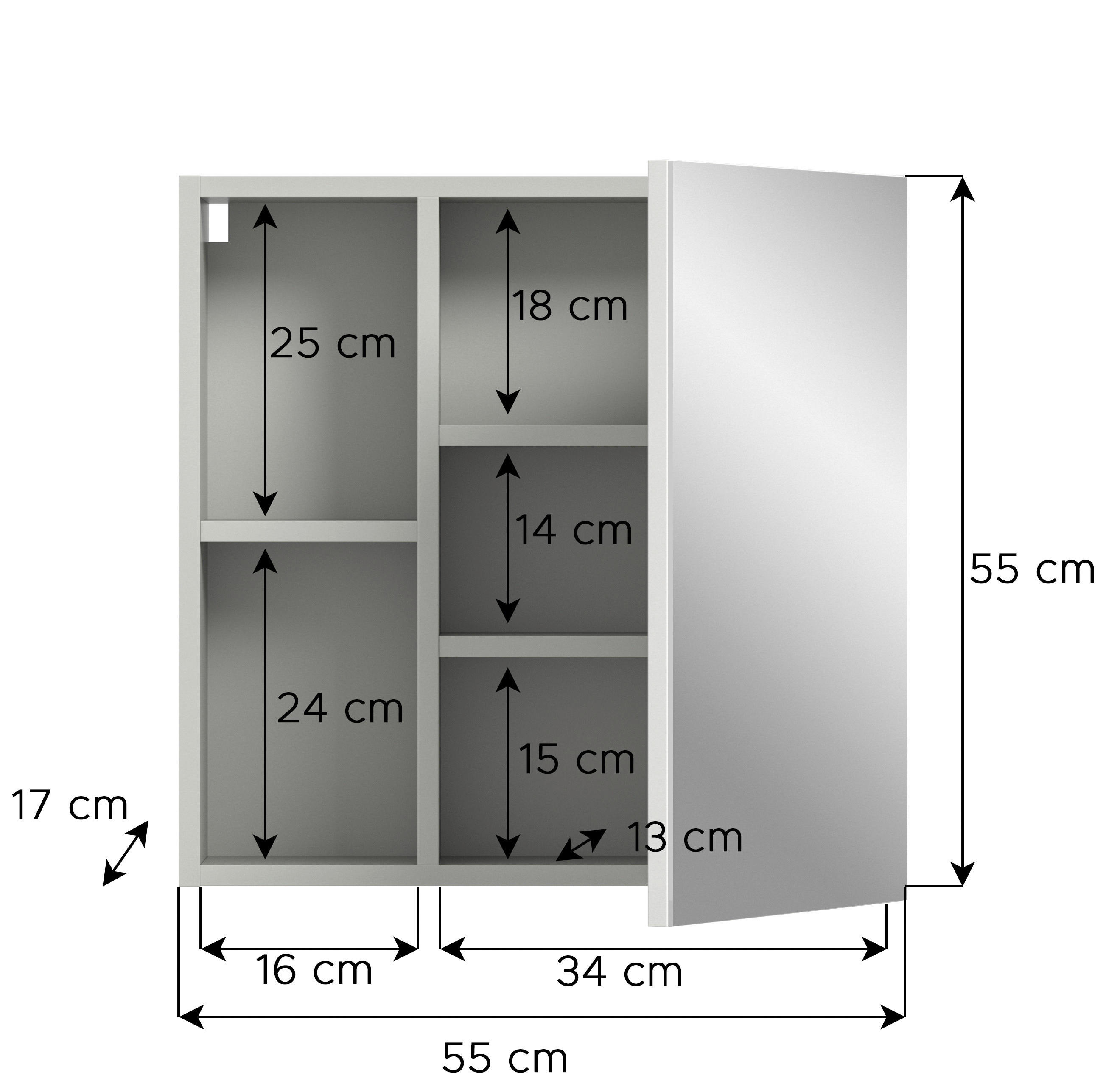 Spiegelschrank Copa hellgrau B/H/T: ca. 55x55x17 cm Copa - hellgrau (55,00/55,00/17,00cm) - xonox.home