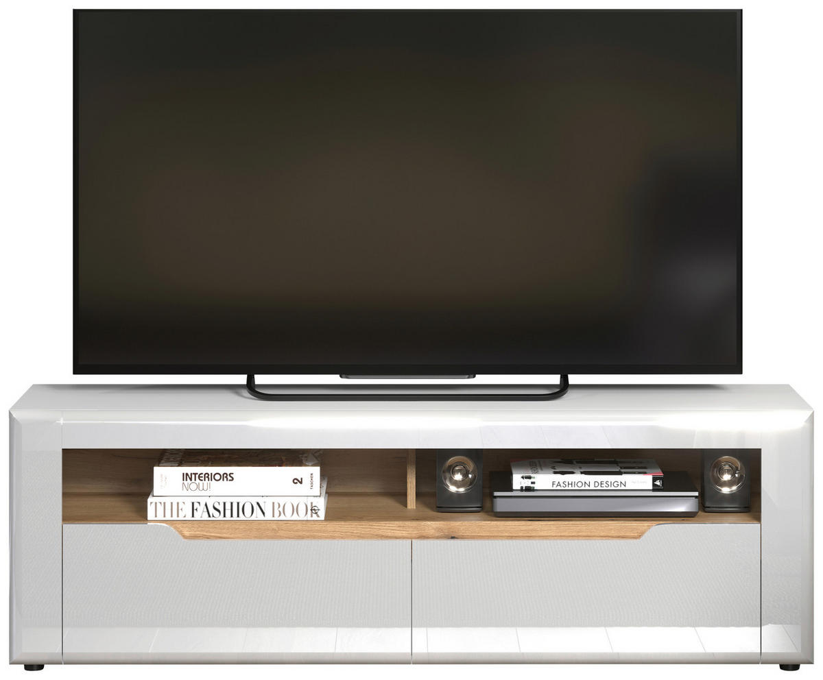 TV-Lowboard Marlon Eiche Evoke Coast Nachbildung weiß Hochglanz B/H/T: ca. 150x50x40 cm Marlon - Eiche/weiß (150,00/50,00/40,00cm)