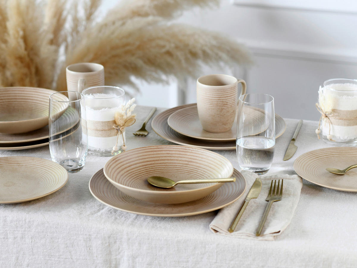 CreaTable Kombiservice Catania sand Steinzeug 16 tlg. Catania - sand (38,00/36,00/37,00cm) - CreaTable