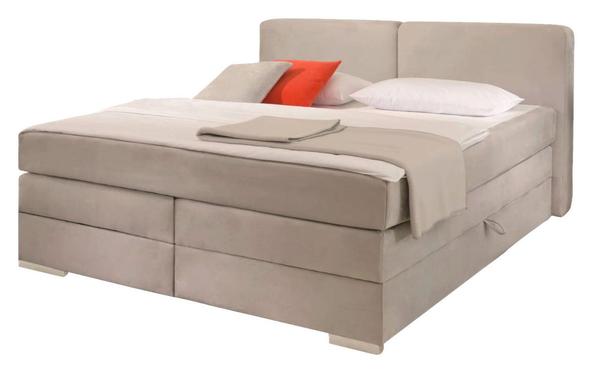 Boxspringbett Happy grau hell Liegefläche B/L: ca. 180x200 cm Happy - grau (192,00/100,00/220,00cm)
