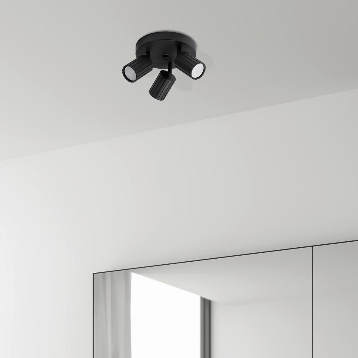 Lamkur Strahler schwarz Stahl B/H/L: ca. 18x19,5x18 cm 3 Brennstellen Prisma - schwarz (18,00/18,00/19,50cm) - Lamkur