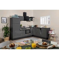 Respekta Küchenblock Premium grau hochglänzend B/H/T: ca. 260x200x200 cm Premium - Eiche/grau (260,00/200,00/200,00cm) - Respekta