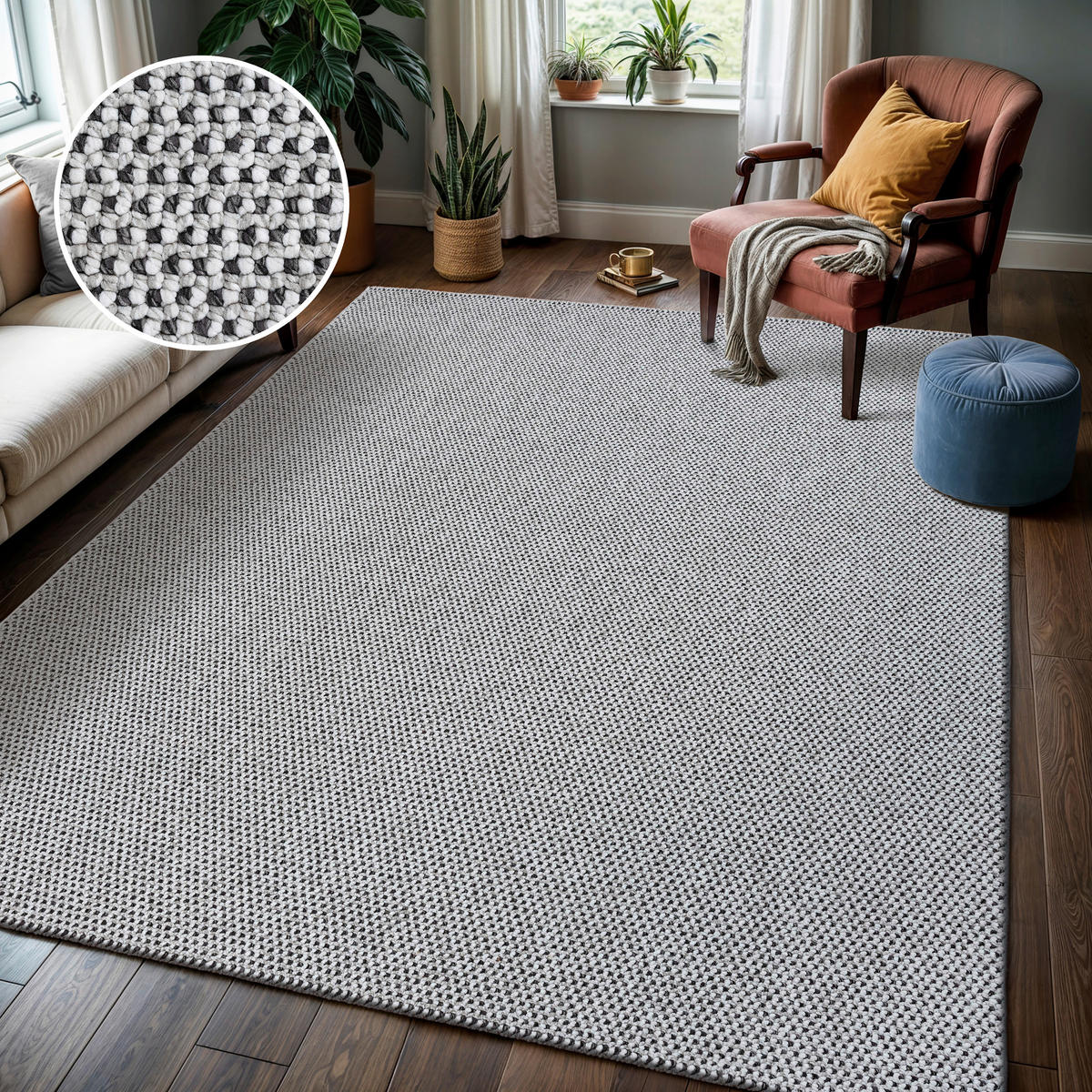 Sanat Teppich LORA PLUS schwarz B/L: ca. 140x200 cm LORA PLUS - schwarz/grau (140,00/200,00cm) - Sanat