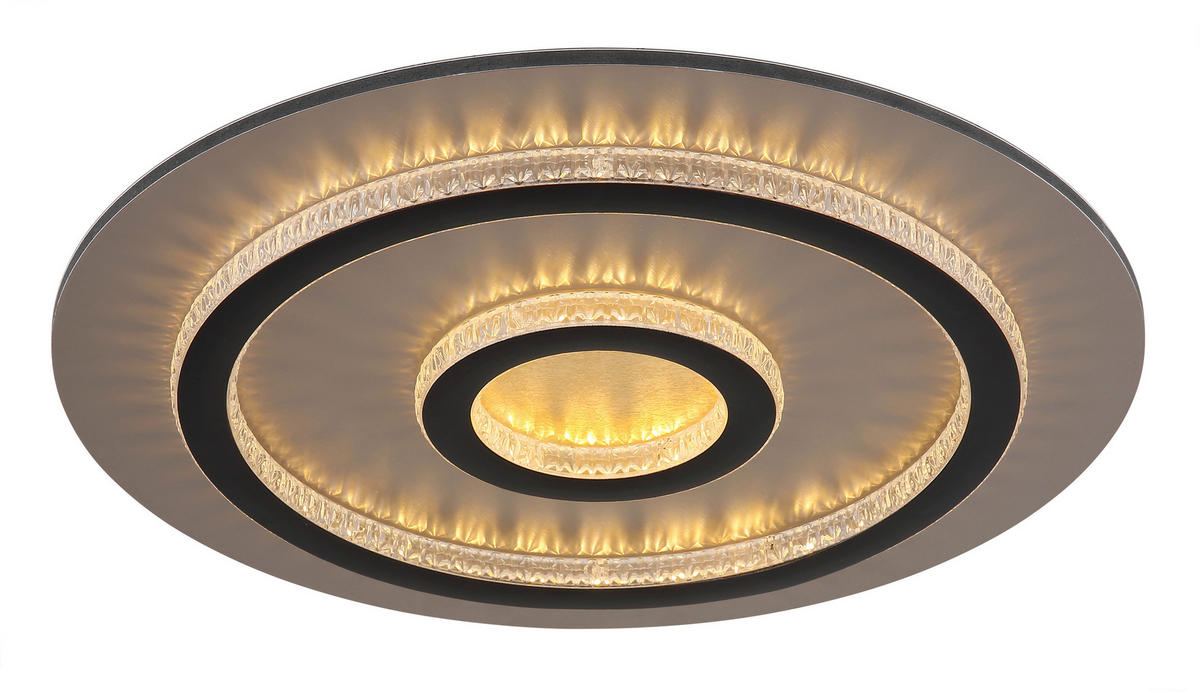 GLOBO LED-Deckenleuchte mattschwarz klar gold Kunststoff Metall H/D: ca. 5,5x45 cm 1 Brennstellen JAYDEN - gold/klar (45,00/5,50cm) - GLOBO