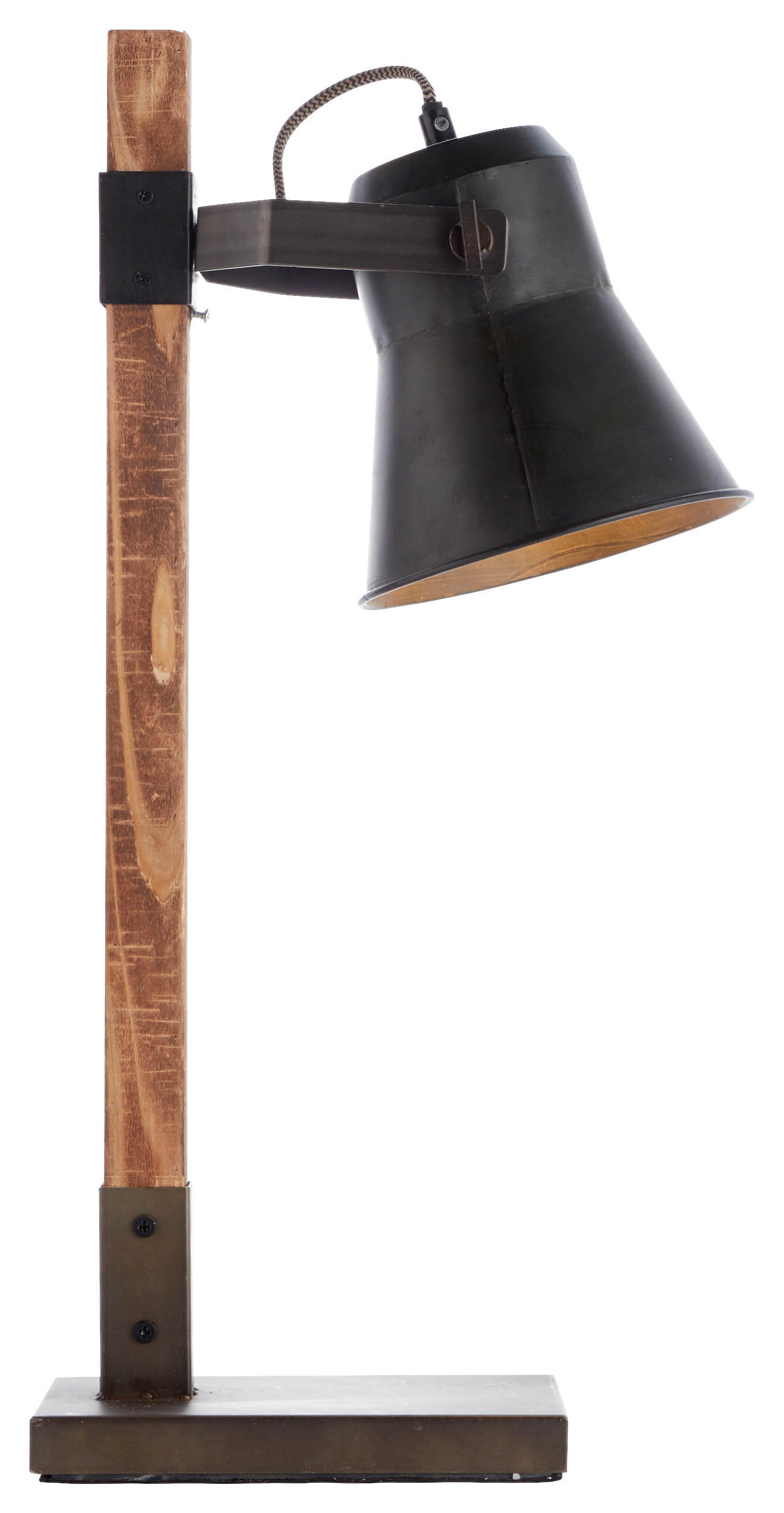 Brilliant Tischleuchte 82149/46 schwarz braun Metall Holz B/H/T: ca. 29x55x16 cm E27 1 Brennstellen Plow - braun/schwarz (29,00/55,00/16,00cm) - Brilliant
