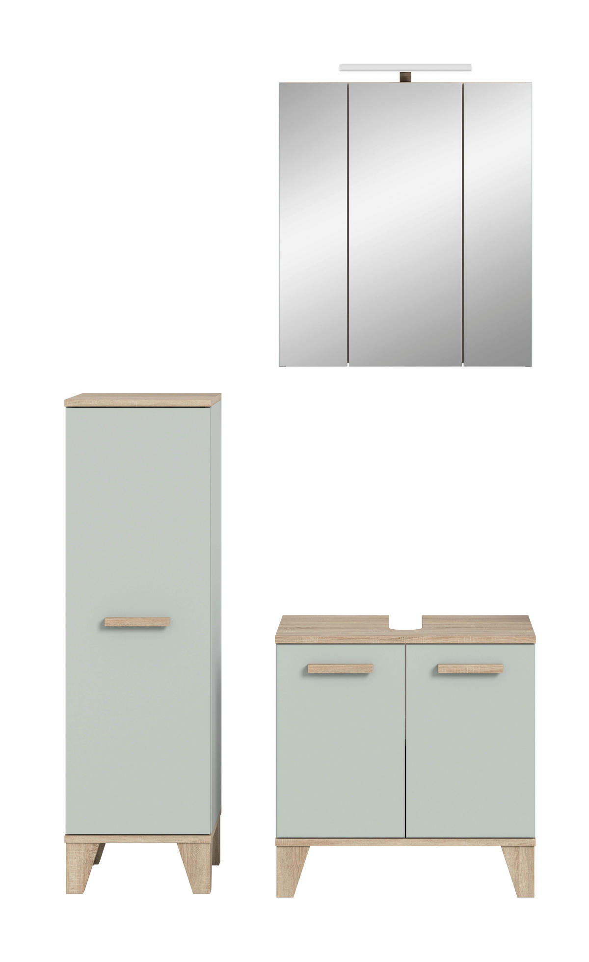 Badezimmer-Set STAR hellgrün Eiche hell Nachbildung B/H/T: ca. 109x190x34 cm STAR - hellgrün (109,00/190,00/34,00cm) - xonox.home