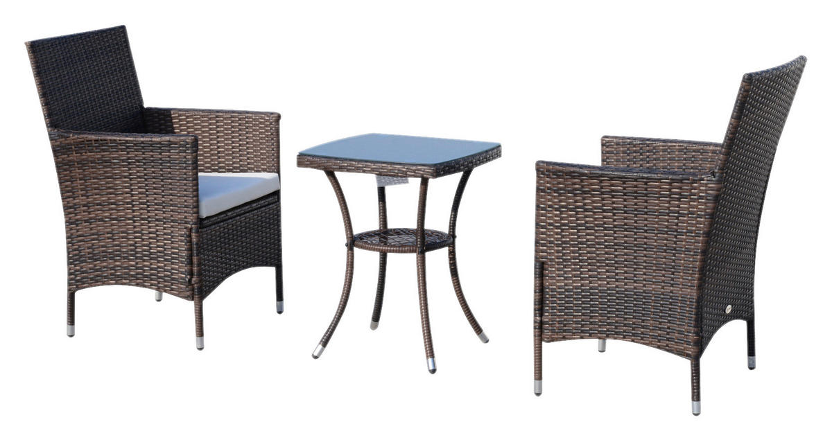 Outsunny Gartenmöbel-Set braun Polyrattan B/H/L: ca. 58,5x89,5x60 cm Gartenmöbel-Set - braun (60,00/58,50/89,50cm) - Outsunny