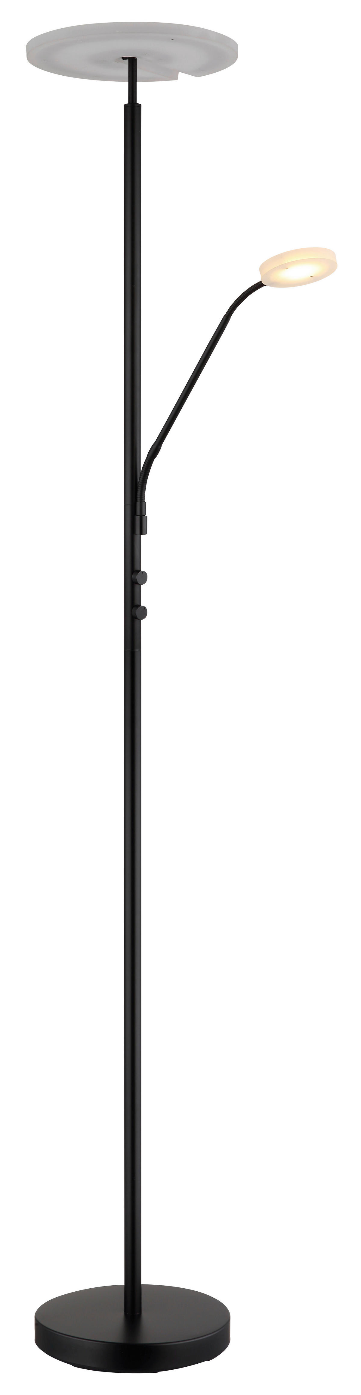 GLOBO Deckenfluter mattschwarz Satiniert Metall Acryl H/D: ca. 180x30 cm 2 Brennstellen Stanford - Satiniert/mattschwarz (30,00/180,00cm) - GLOBO