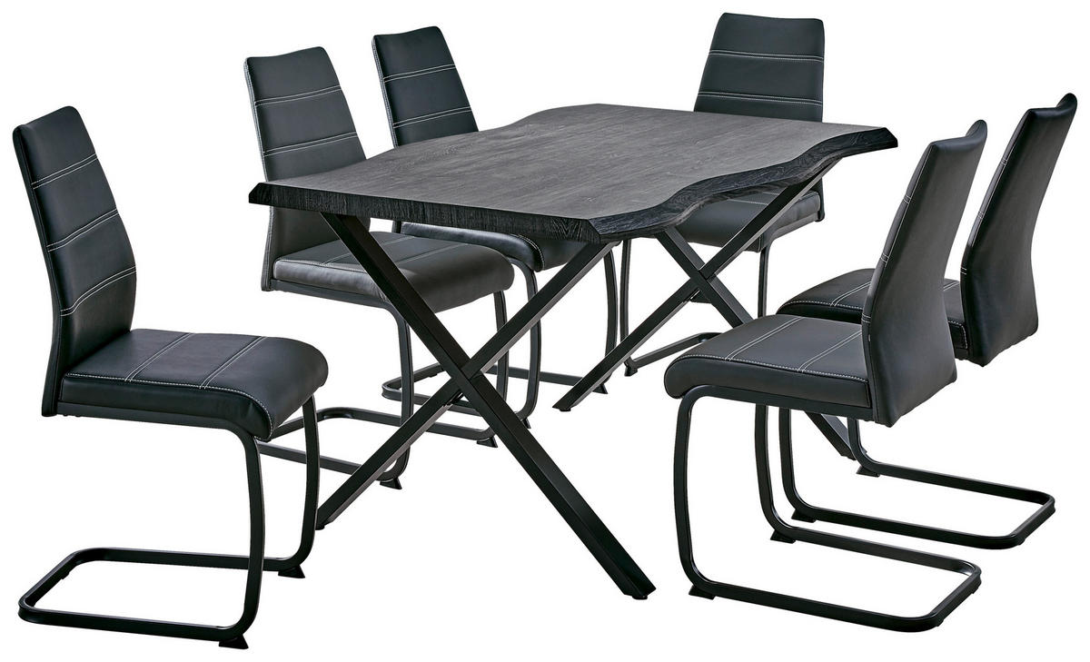 Esstisch Gerda grau Akazie Nachbildung B/H/T: ca. 140x76x90 cm Gerda - schwarz/grau (140,00/76,00/90,00cm)