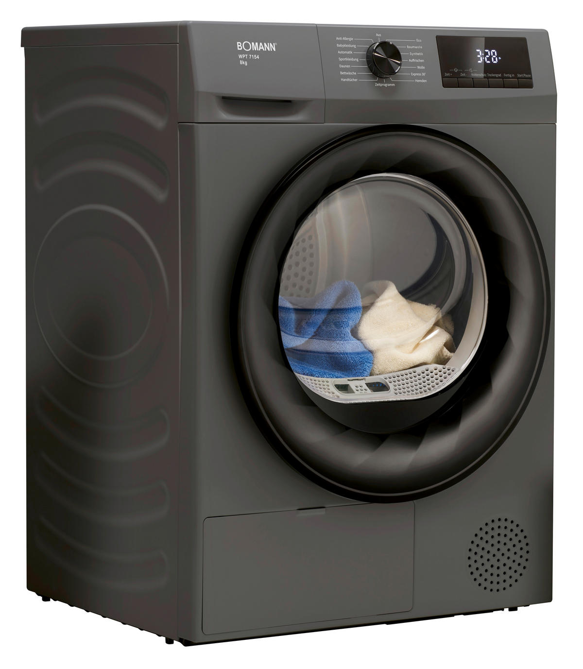 Bomann Wärmepumpentrockner WPT 7154 titanfarbig B/H/T: ca. 59,5x84,5x58 cm ca. 8 kg Wärmepumpentrockner WPT 7154 (T) - titanfarbig (59,50/84,50/58,00cm) - Bomann