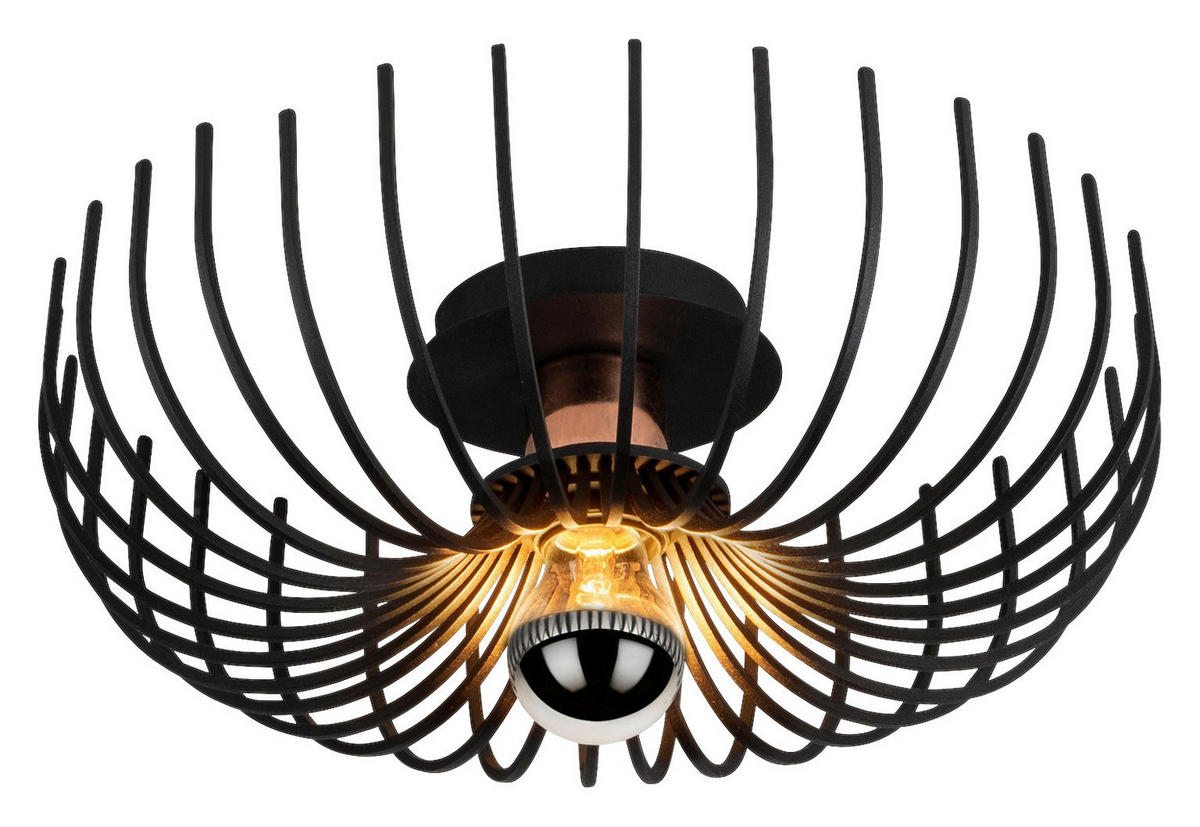 Opviq Deckenleuchte schwarz Metall B/H/T/L/D: ca. 36x12x36x36x36 cm E27 1 Brennstellen Aspendos - schwarz (36,00/36,00/12,00cm) - Opviq