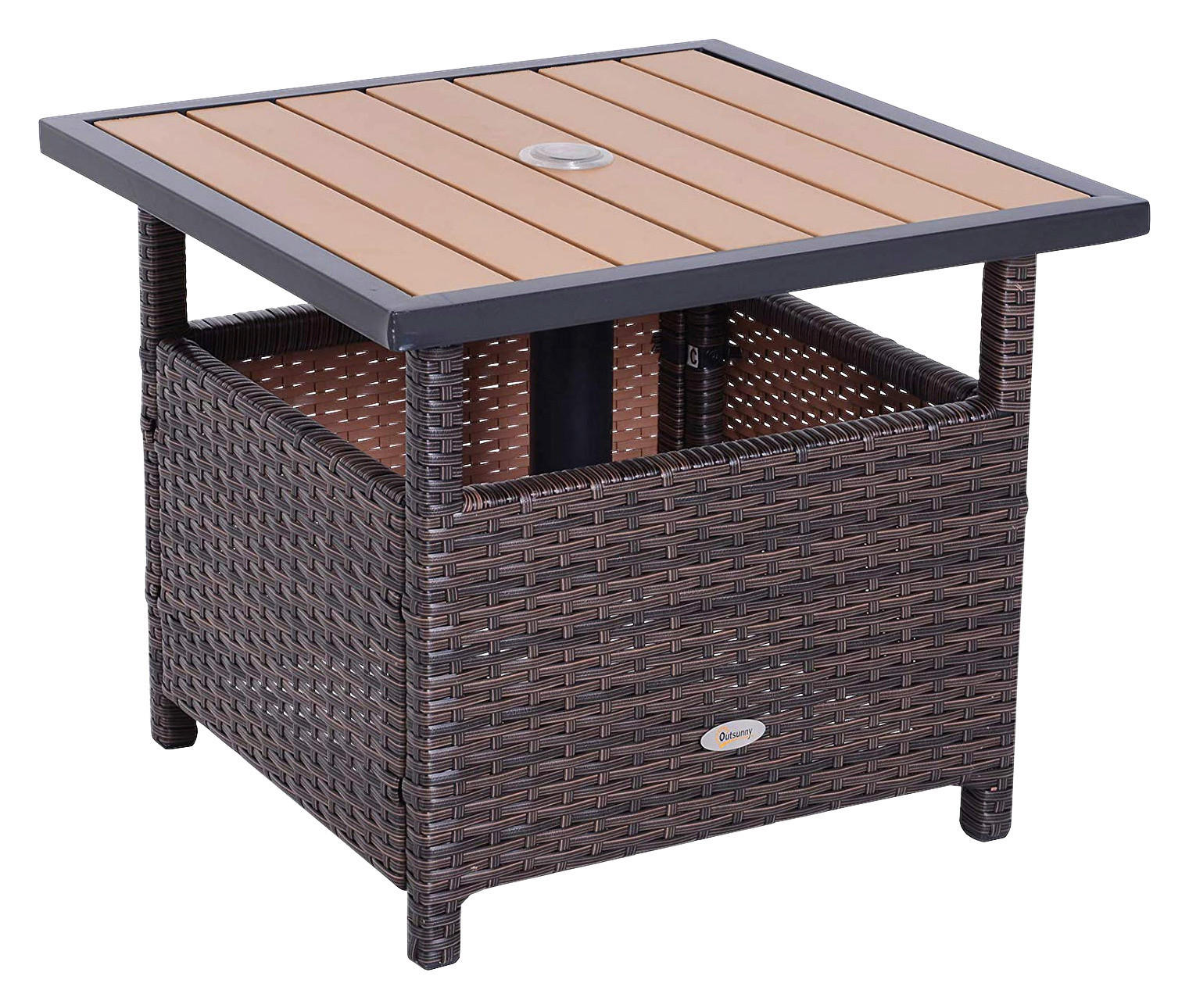 Outsunny Gartentisch braun Polyrattan B/H/L: ca. 55,5x46x55,5 cm