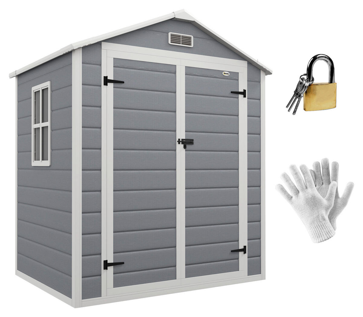 Outsunny Gartenschuppen grau Kunststoff B/H/L: ca. 134x210x183 cm Gartenschuppen - grau (183,00/134,00/210,00cm) - Outsunny