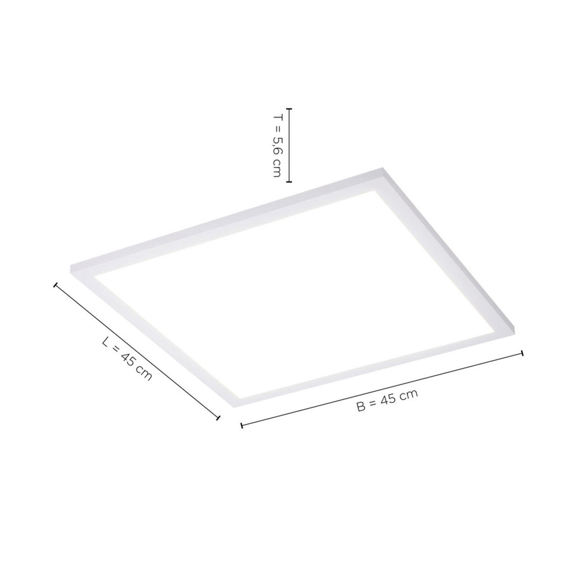 Just Light LED-Deckenpanel FLAT 14531-16 weiß Kunststoff Metall B/H/T: ca. 45x5,6x45 cm 1 Brennstellen FLAT - weiß (45,00/5,60/45,00cm) - Just Light
