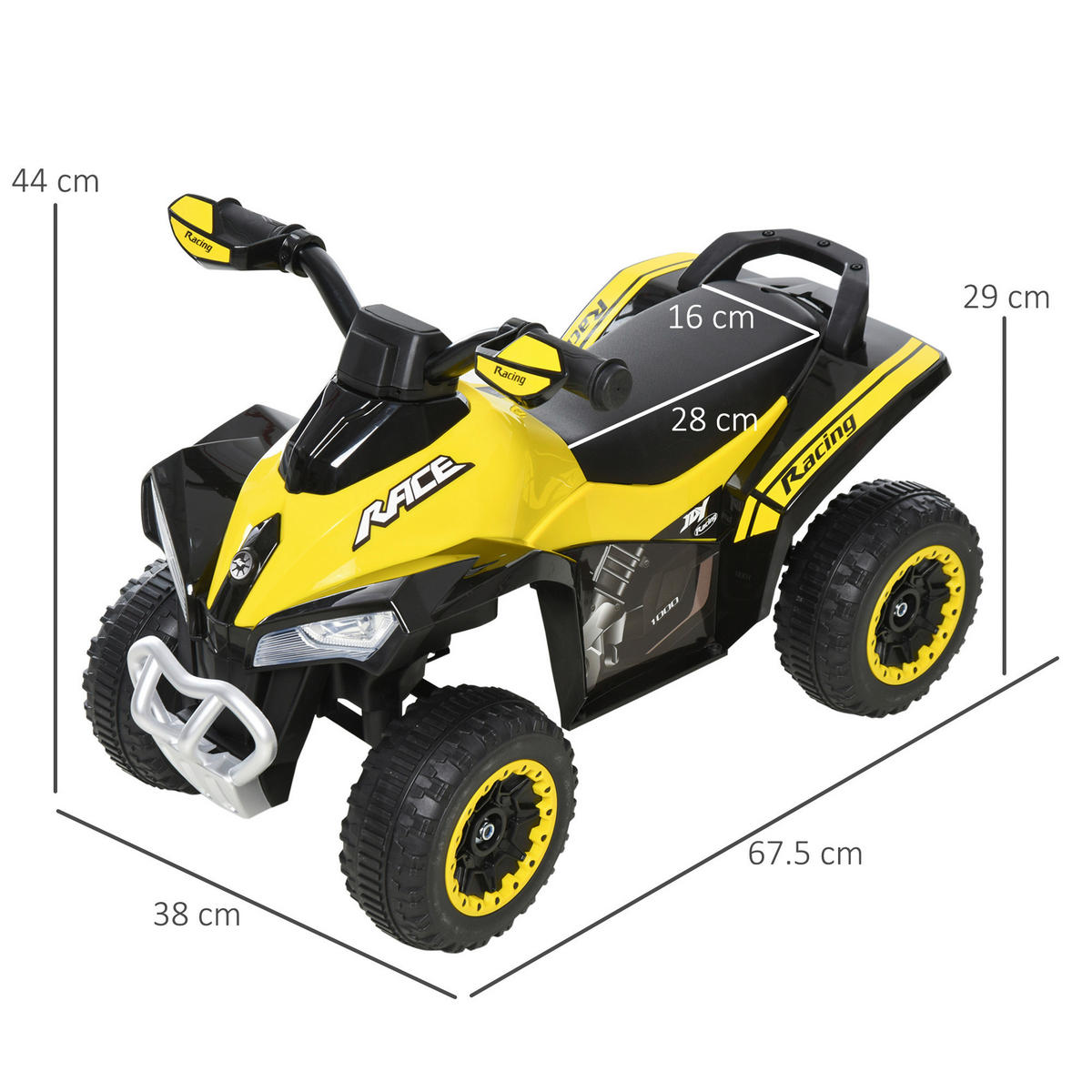 HOMCOM Kinder-Rutscherfahrzeug gelb B/H/L: ca. 38x44x67,5 cm Rutscherfahrzeug - gelb/schwarz (67,50/38,00/44,00cm) - HOMCOM