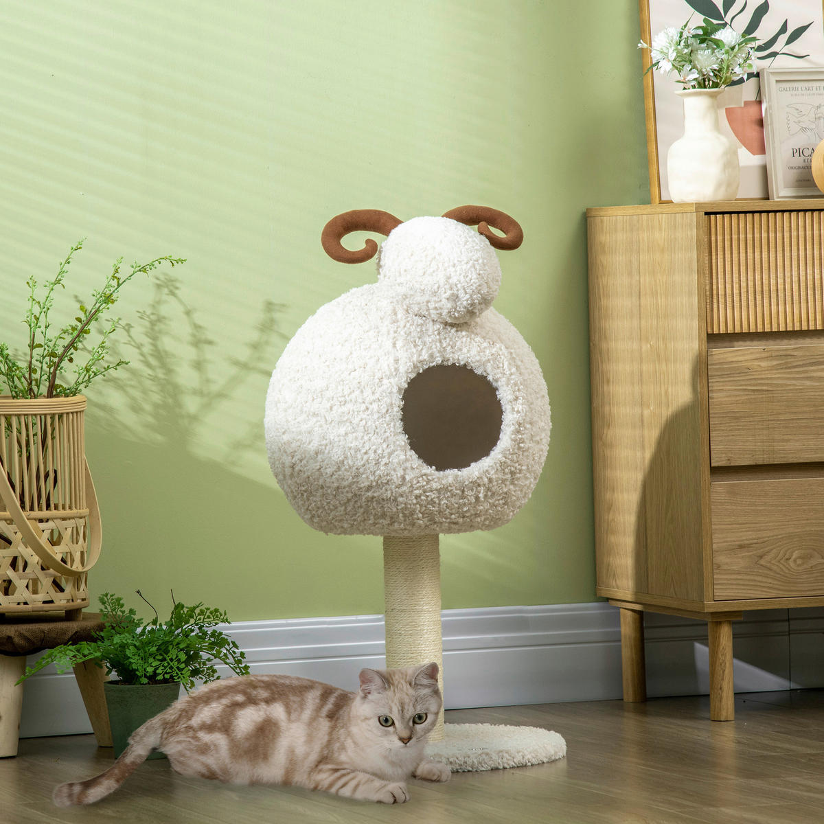 PawHut Kratzbaum cremeweiß Polyester B/H/L: ca. 40x80x40 cm Kratzbaum - cremeweiß (40,00/40,00/80,00cm) - PawHut