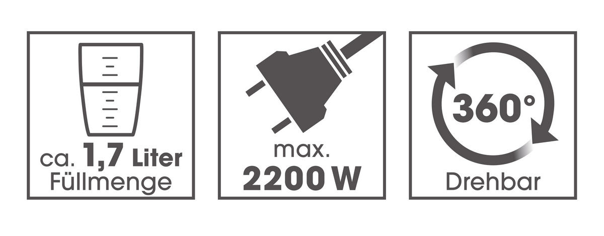 GOURMETmaxx Wasserkocher LED-Wasserkocher_Glas - schwarz (22,00/18,70/25,00cm) - GOURMETmaxx