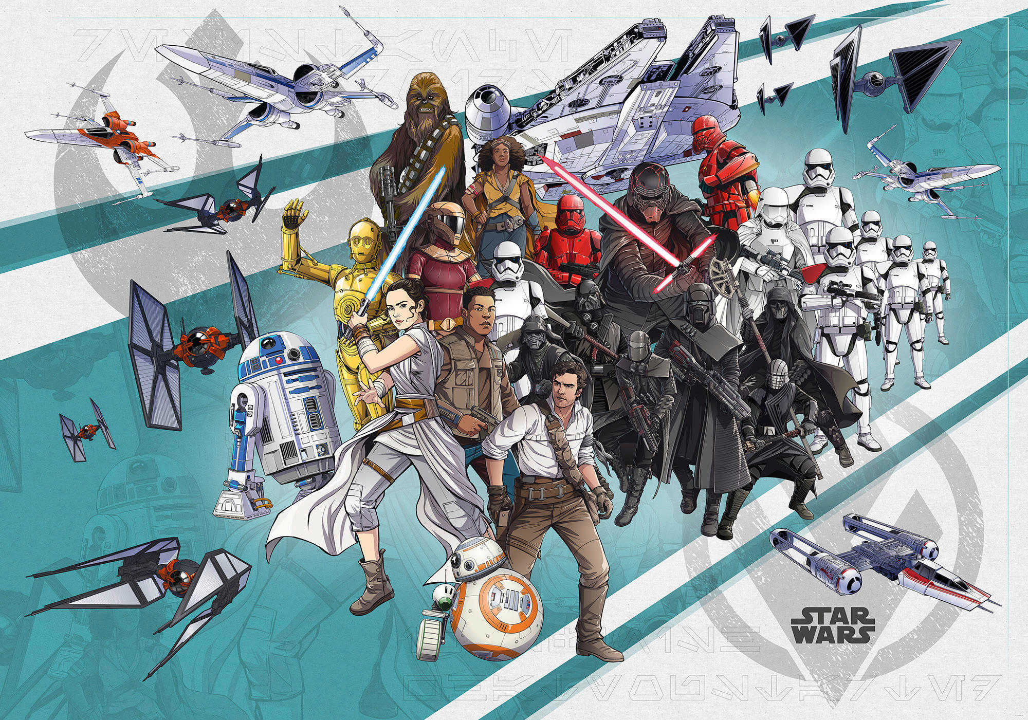 Komar Fototapete Star Wars Cartoon Collage Wide multicolor B/H: ca. 400x280 cm