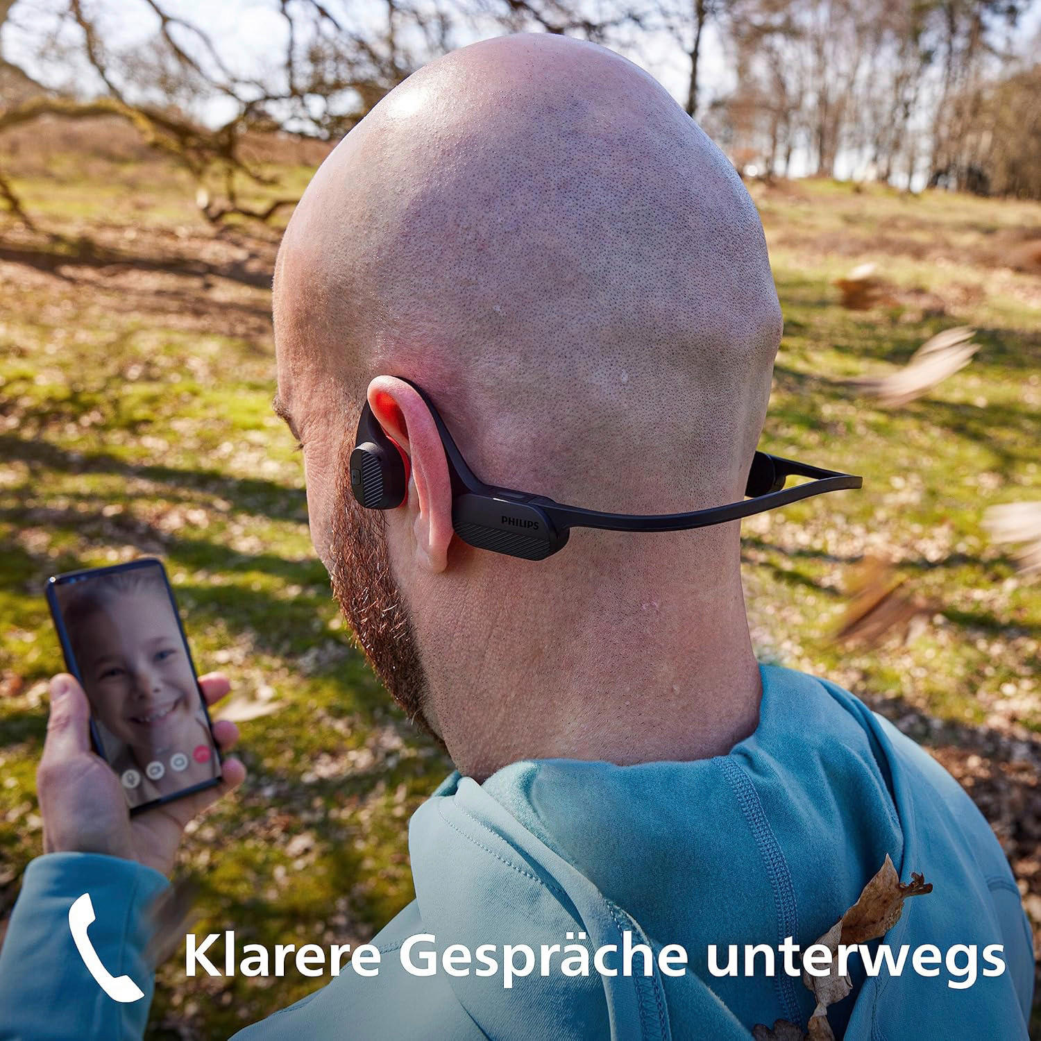 Philips Kopfhörer mit Mikrofon rot schwarz B/H/L: ca. 17,6x6,5x18,1 cm Open-Ear-Sportkopfhörer_kabellos - rot/schwarz (18,10/17,60/6,50cm) - Philips