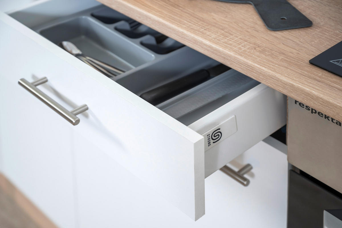 Respekta Küchenblock Economy weiß B/H/T: ca. 280x200x60 cm Economy - Eiche/weiß (280,00/200,00/60,00cm) - Respekta