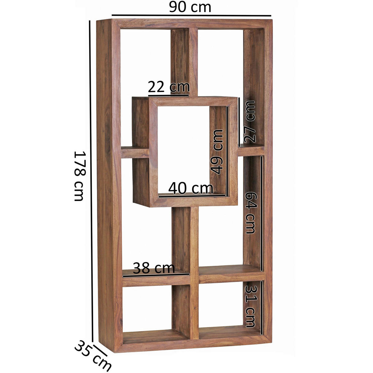 Regal natur B/H/T: ca. 105x180x35 cm Bücherregal - natur (105,00/180,00/35,00cm) - Wohnling