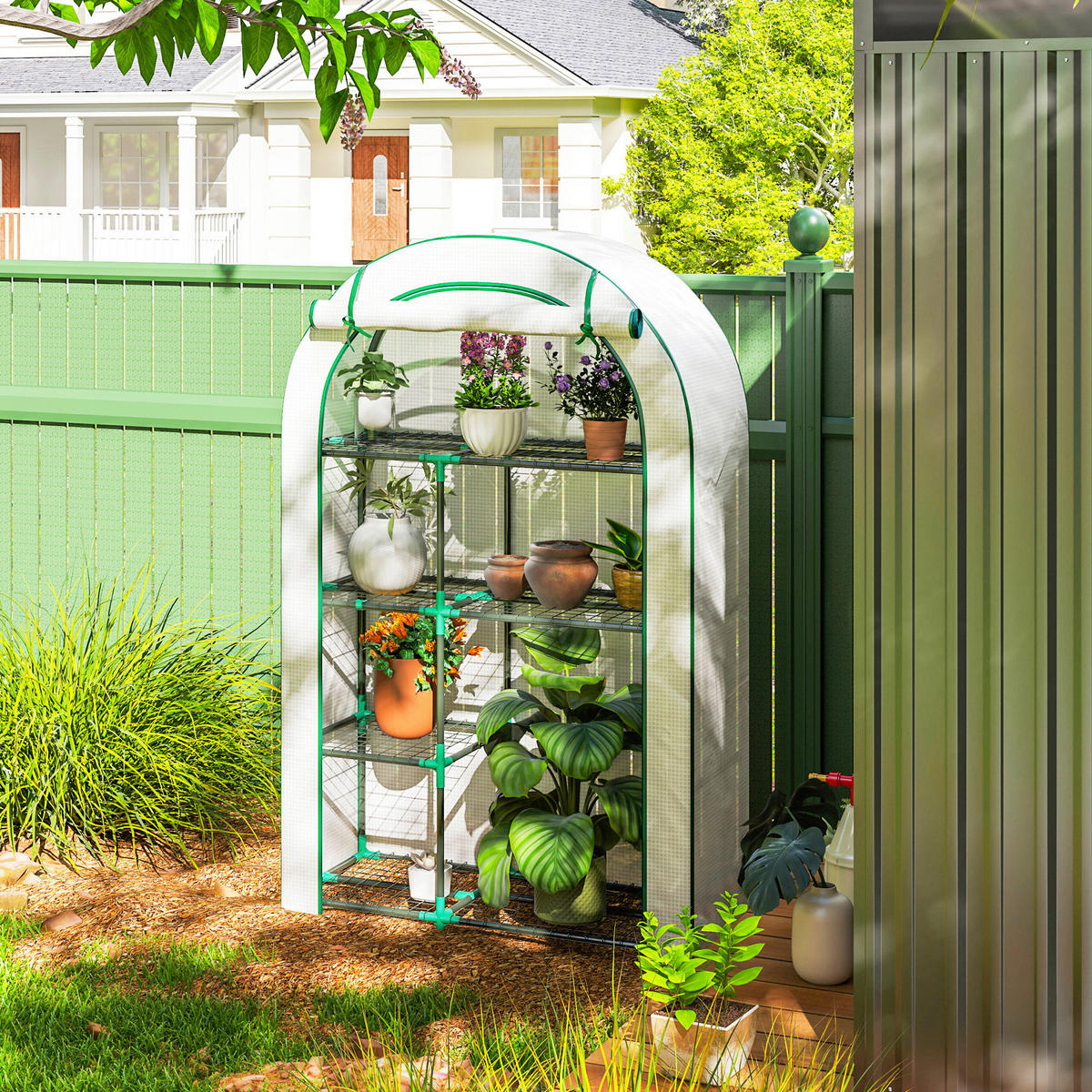 Outsunny Gewächshaus Gewächshaus - weiß (100,00/45,00/160,00cm) - Outsunny