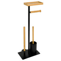 POCOline Stand-WC-Garnitur Nordic Black schwarz hellbraun Edelstahl Nordic Black - schwarz/hellbraun (25,00/16,00/64,50cm) - POCOline