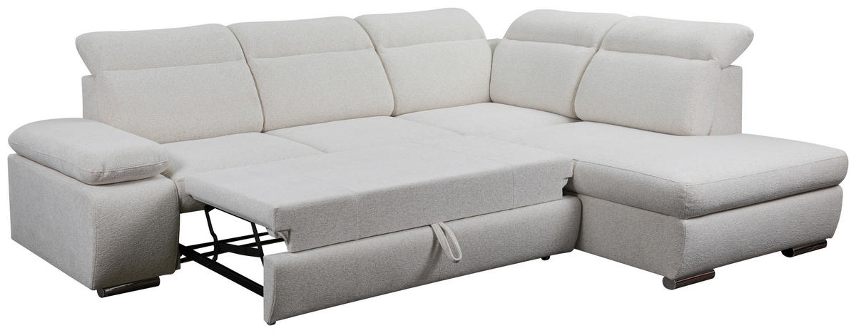 Ecksofa Alicante beige Microfaser B/H/T: ca. 282x100x232 cm Alicante - beige/Chrom (282,00/100,00/232,00cm)