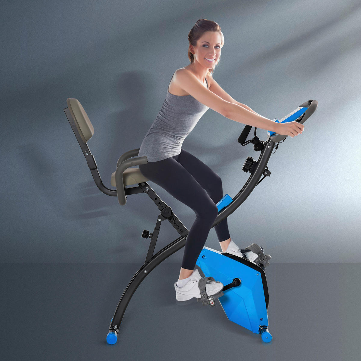 HOMCOM Fahrradtrainer blau Stahl B/H/L: ca. 51x115x97 cm Fahrradtrainer - blau/grau (97,00/51,00/115,00cm) - HOMCOM