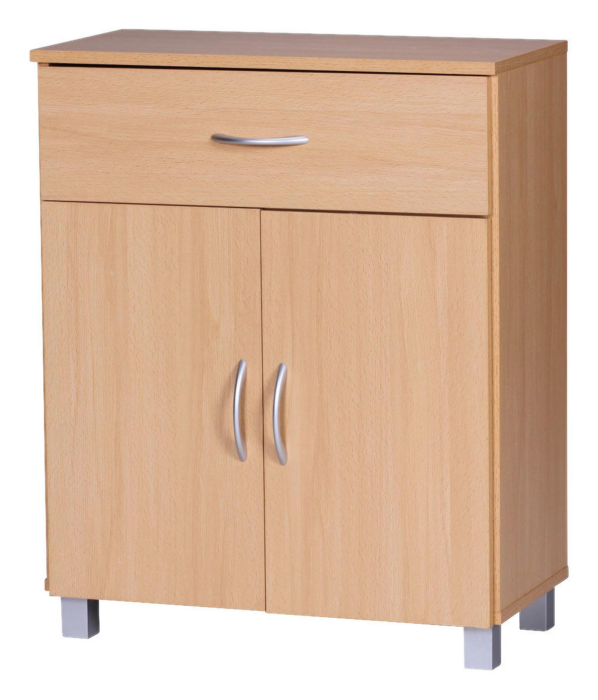 Sideboard buche Nachbildung silber B/H/T: ca. 60x75x30 cm Sideboard - buche/silber (60,00/75,00/30,00cm) - Wohnling