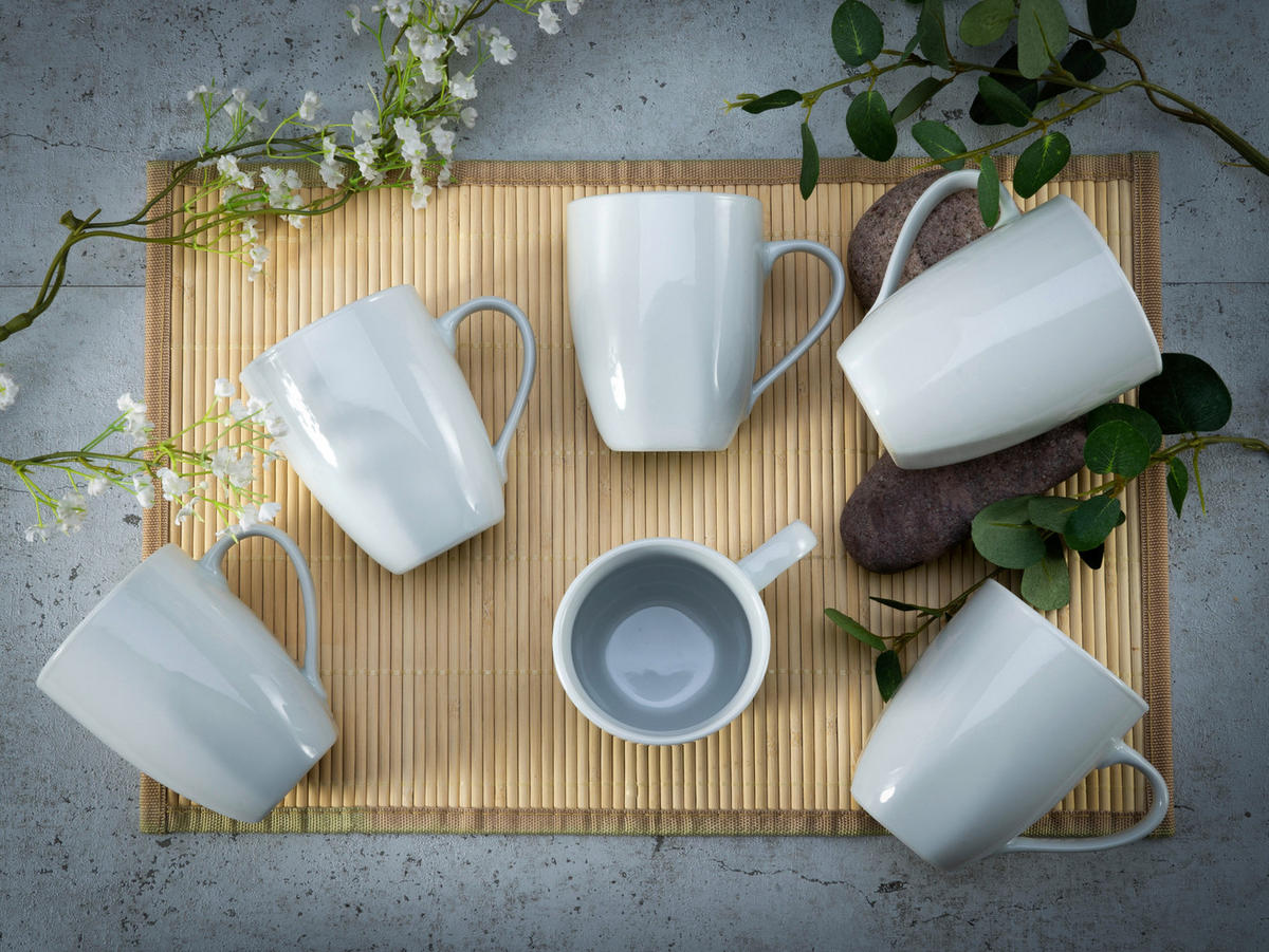 CreaTable Kaffeetassenset Square weiß Porzellan 6 tlg. Square - weiß - CreaTable
