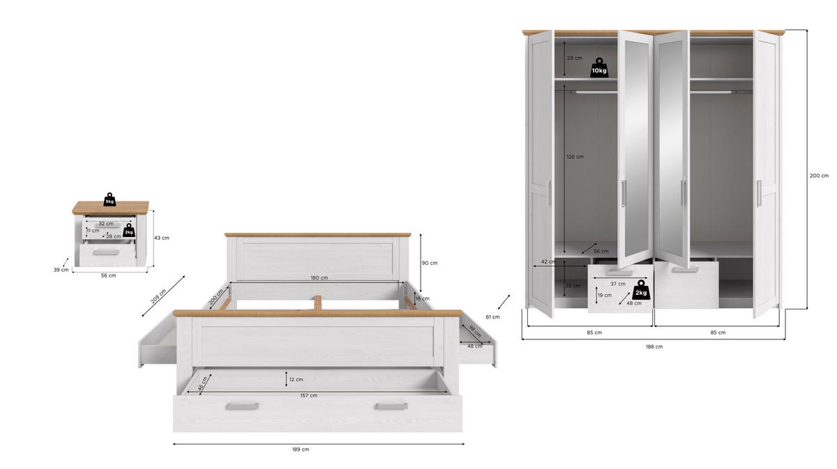 Bettanlage VERONA Sibiu Lärche Nachbildung Eiche Artisan Nachbildung VERONA - Eiche - xonox.home