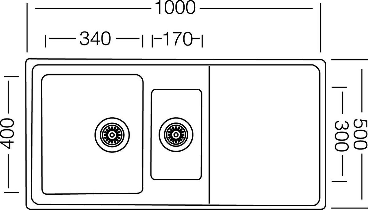 Respekta Einbauspüle Chicago 100 x 50 Edelstahl B/H/T: ca. 100x19x50 cm Chicago 100 x 50 - Edelstahl (100,00/19,00/50,00cm) - Respekta