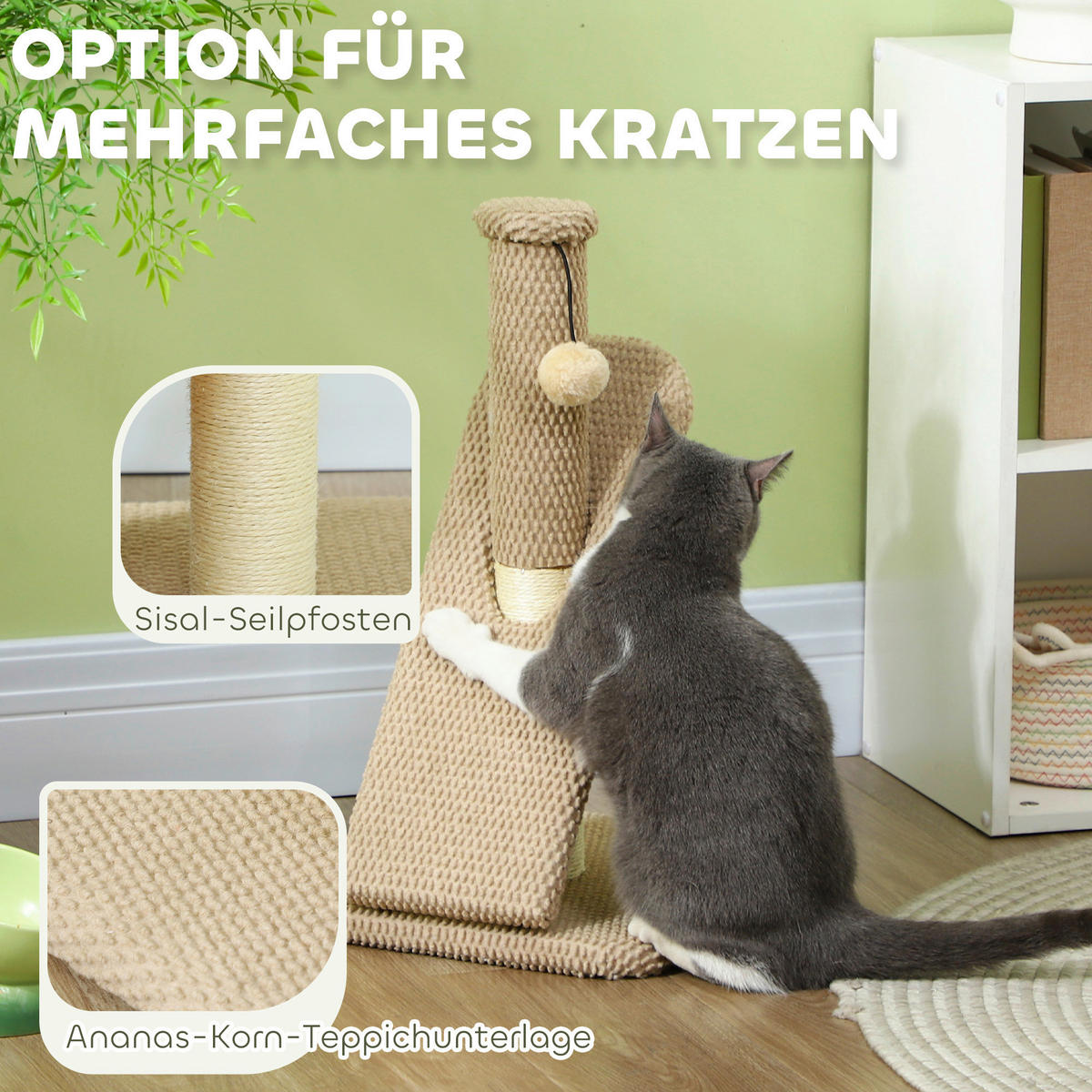 PawHut Kratzstamm braun Polyester B/H/L: ca. 33x54x33 cm Kratzstamm - braun (33,00/33,00/54,00cm) - PawHut