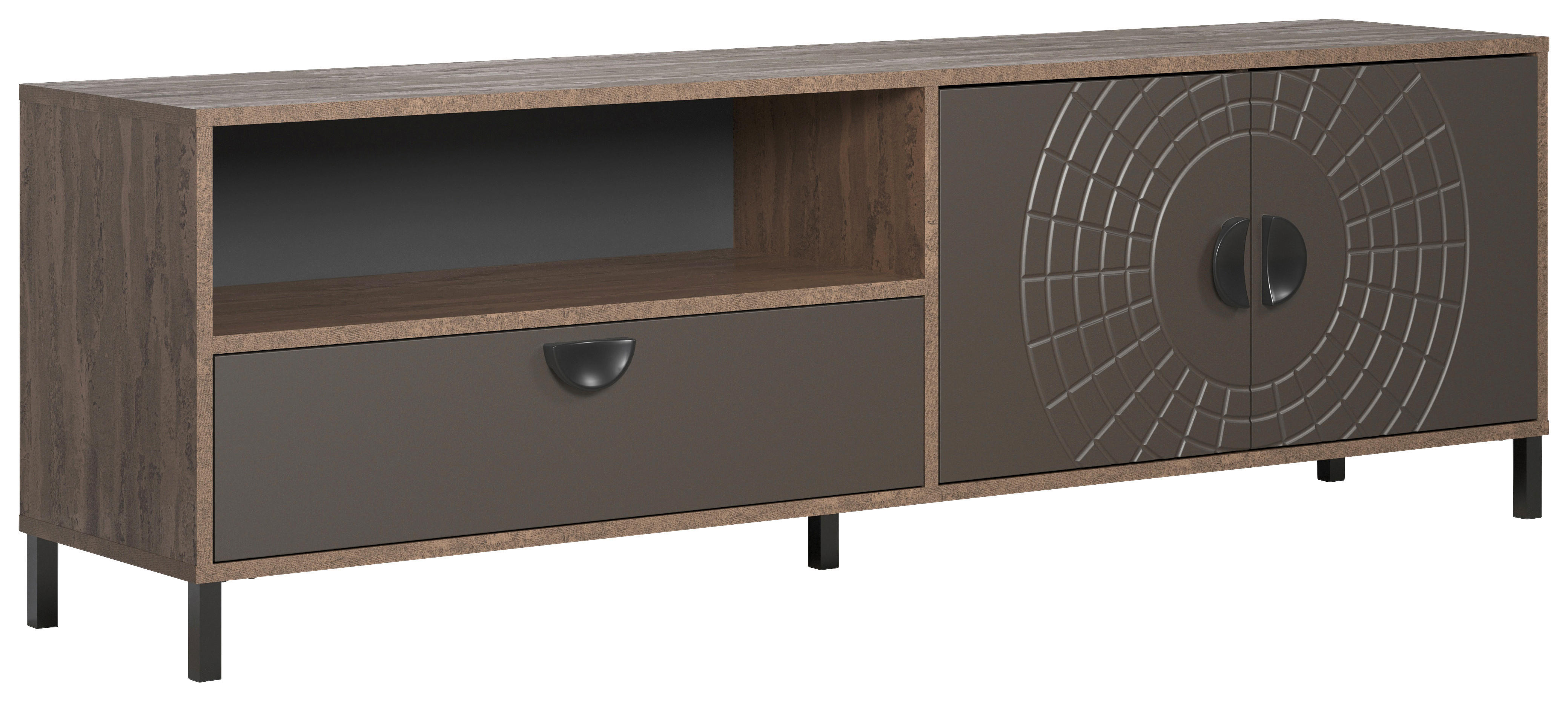 Lowboard Fusion Eiche dunkel Nachbildung bronze Optik B/H/T: ca. 183x55x40 cm Fusion - Eiche/bronze (183,00/55,00/40,00cm)