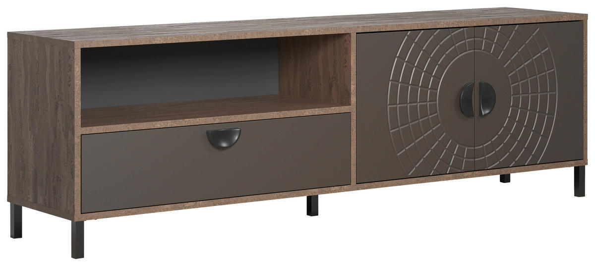 Lowboard Fusion Eiche dunkel Nachbildung bronze Optik B/H/T: ca. 183x55x40 cm Fusion - Eiche/bronze (183,00/55,00/40,00cm)