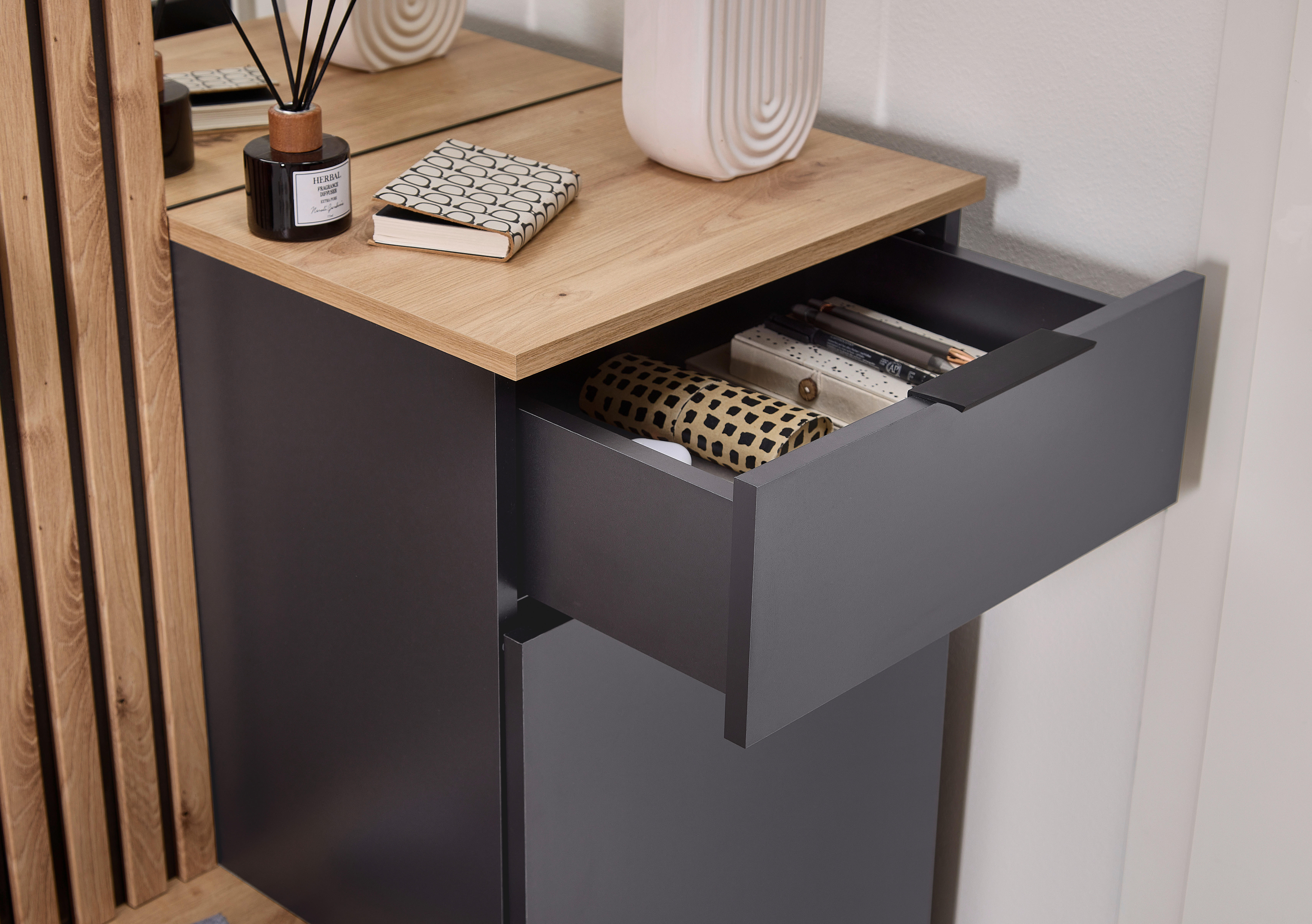 Garderobe Simple anthrazit Eiche Artisan Nachbildung B/H/T: ca. 88x195x35 cm Simple - Eiche/anthrazit (88,00/195,00/35,00cm)