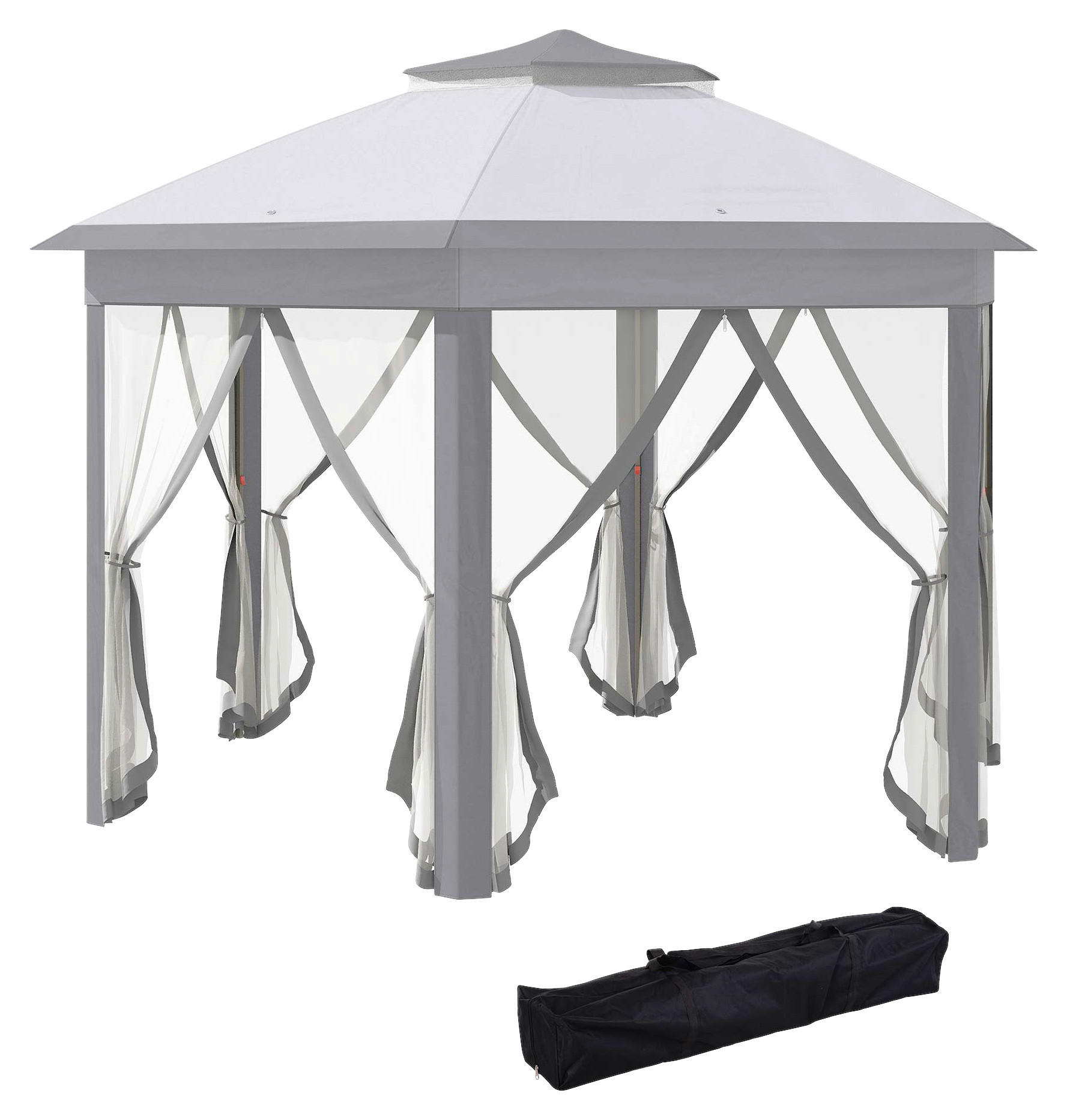 Outsunny Pavillon grau Polyester B/H/L: ca. 405x405x285 cm Pavillon - grau (285,00/405,00/405,00cm) - Outsunny