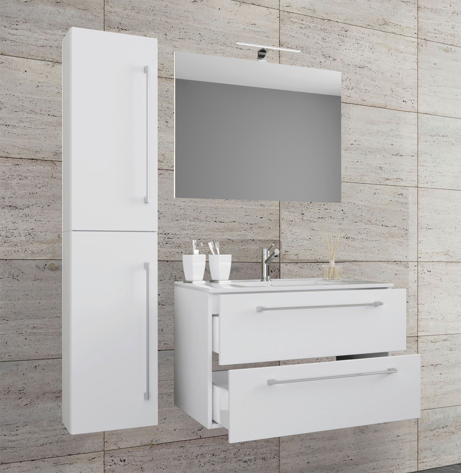 Waschplatz 4tlg-Badinos weiß B/H/T: ca. 61x52x46 cm 4tlg-Badinos - weiß (61,00/52,00/46,00cm) - VCM Möbel