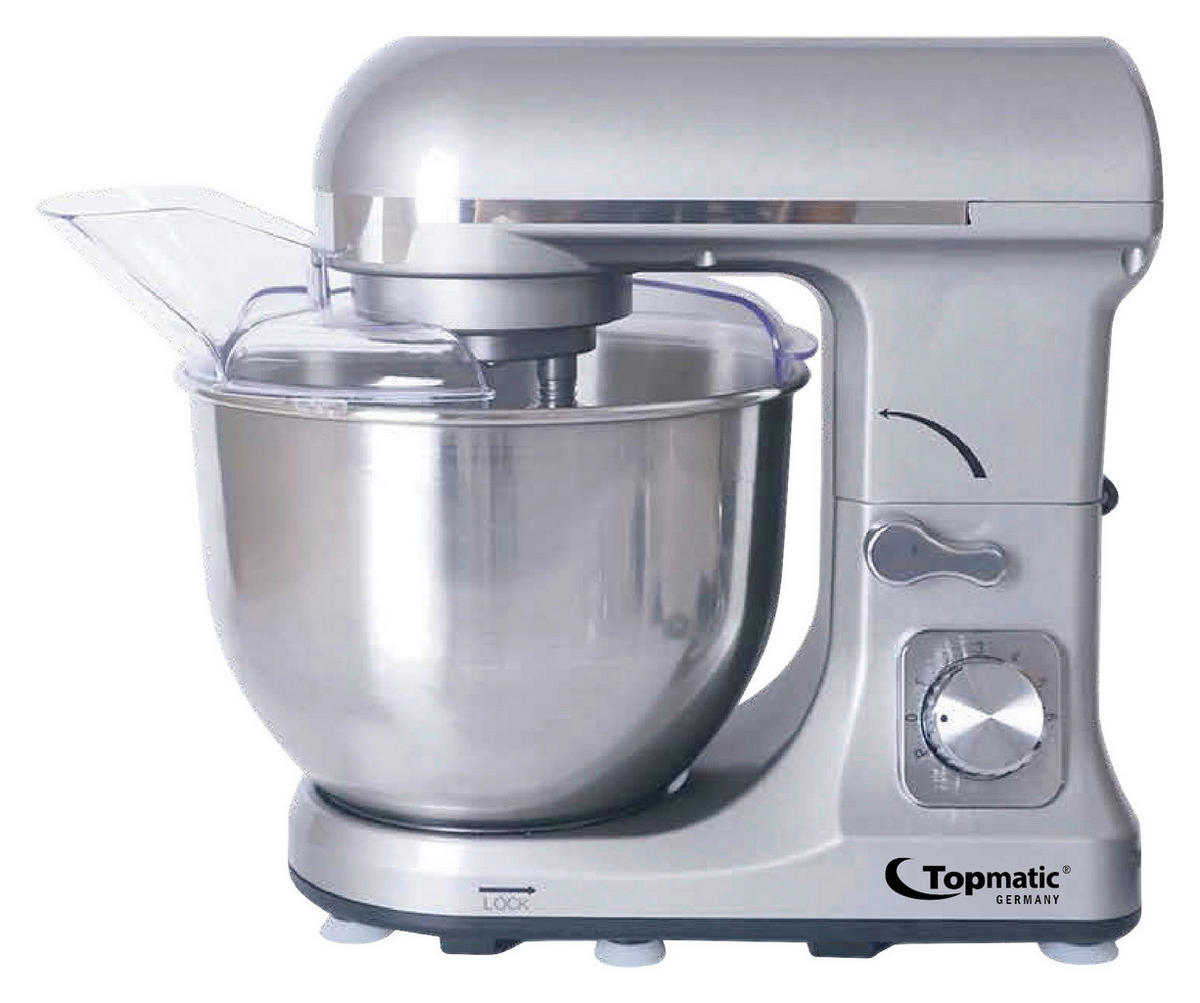 Topmatic Knetmaschine PKM-1400.2 silber Edelstahl Kunststoff ca. 5 l Küchenmaschine PKM-1400.2 - silber (5,00l) - Topmatic