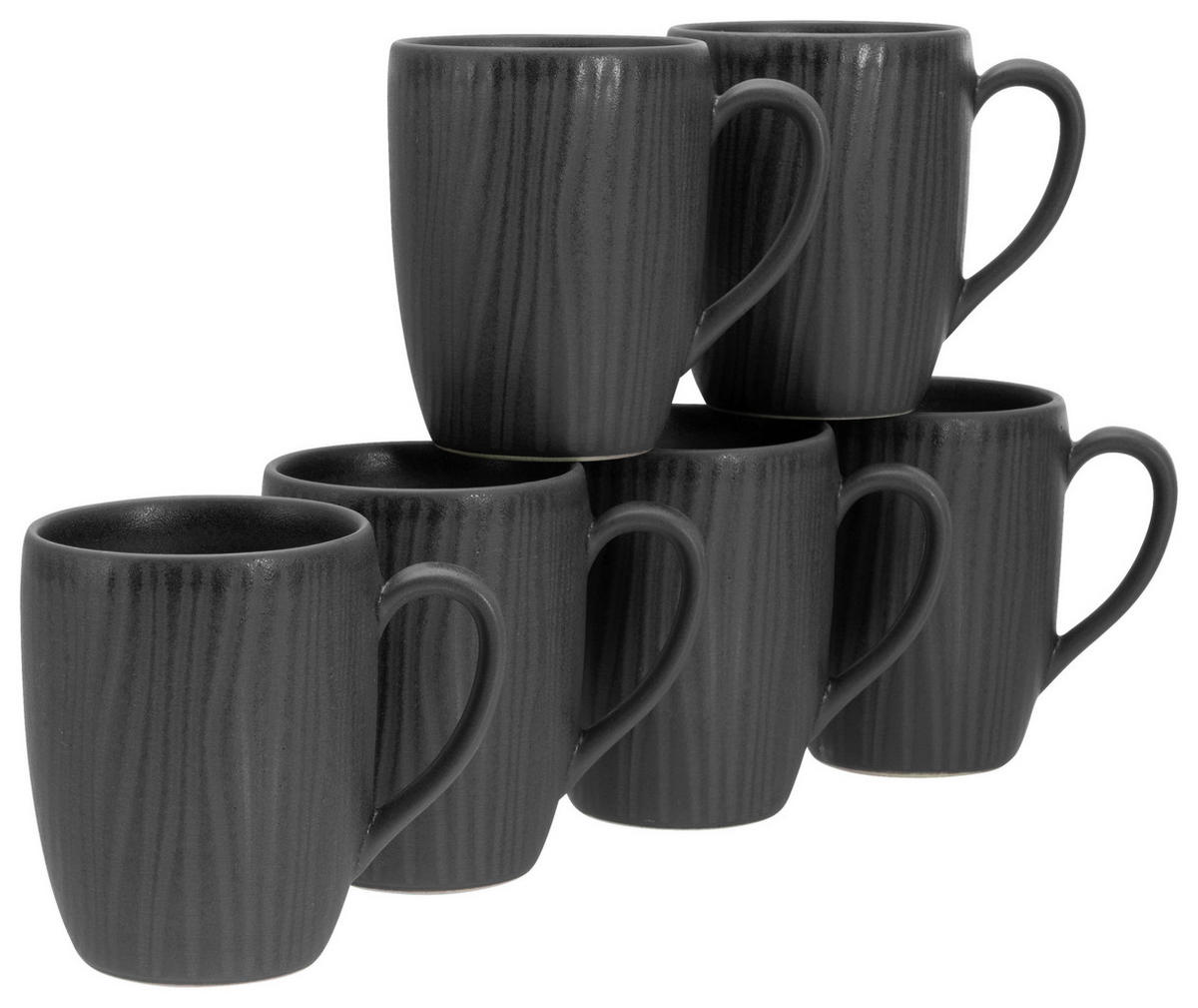 CreaTable Kaffeebecherset Vesuvio Black schwarz Steinzeug 6 tlg. Vesuvio Black - schwarz - CreaTable