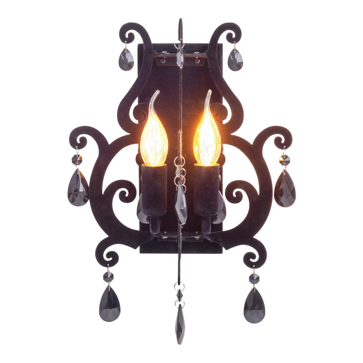 Näve Leuchten Wandleuchte 183122 schwarz Glas Metall B/H/T: ca. 30x40x20 cm E14 2 Brennstellen Black Velvet - schwarz (30,00/40,00/20,00cm) - Näve Leuchten