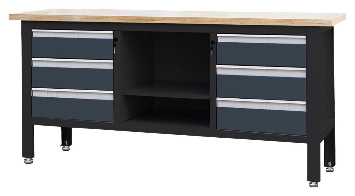 Feistos Werkbank Heros schwarz Stahl B/H/L: ca. 169x87x60 cm Heros - schwarz/anthrazit (60,00/169,00/87,00cm) - Feistos